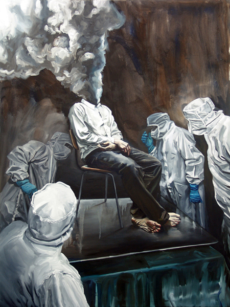 David O´Kane: Cloud Chamber, 2009, Öl auf Leinwand, 200 x 150 cm
/Privatsammlung, Saalfeld 

